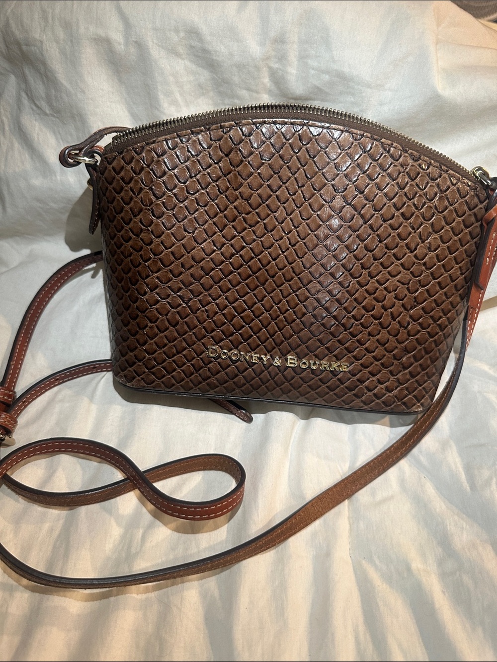 Dooney & Bourke Brown Embossed Crossbody Bag